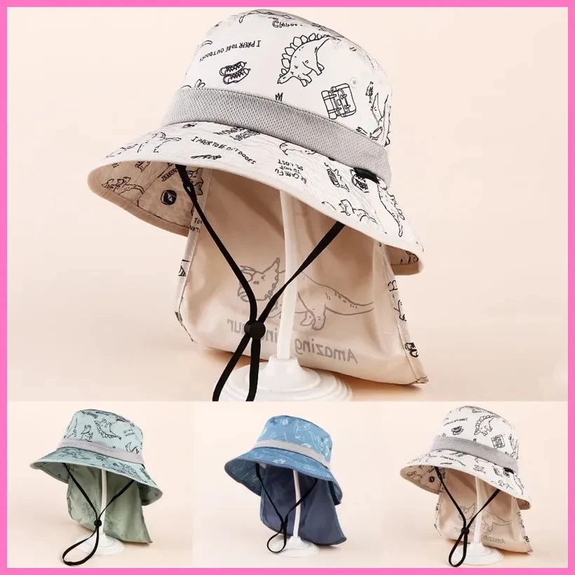 Spring and Summer New Printed Dinosaur Children's Size-Coded Sunshade Fisherman