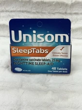 Unisom SleepTabs 25mg Nighttime Sleep Aid 48 Count  Exp 06/2026
