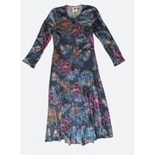 Farm Rio Boho Tropical Floral Print Maxi Dress Size M Long Sleeve Navy Multi