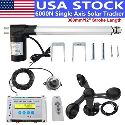 6000N 12'' DC Linear Actuator &Wind Spd Sensor for Single Axis Solar Tracker Kits