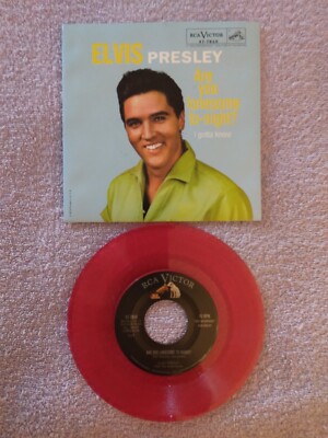 ELVIS PRESLEY ARE YOU LONESOME TONIGHT RED VINYL 45&PICTURE SLEEVE NM-M ...