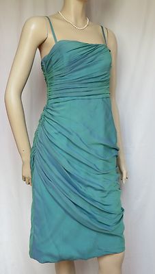 Seidenkleid 36 Hochzeit blau grün Seide Cocktailkleid Kleid Monsoon festlich