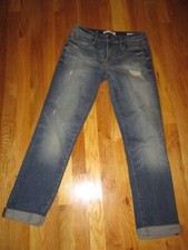 Ladies Banana Republic Blue Distressed Straight Leg Jeans Size 26 Fits 28 x 30