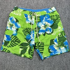 Caribbean Joe Board Shorts Mens Green Lining Swim Trunk Drawstring