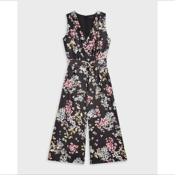 Ted Baker London жасмин v-образным вырезом комбинезон укороченный цветочный Islana широкие ноги новый 14 - Изображение 2 из 4
