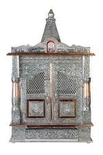 Wooden Aluminum and Copper Oxidized Home Temple Hindu Mandap For Worship Q2