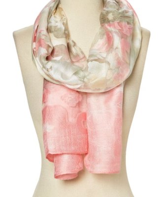Peach Scarf Abstract Viscose Fashion Scarf Lightweight Scarves for