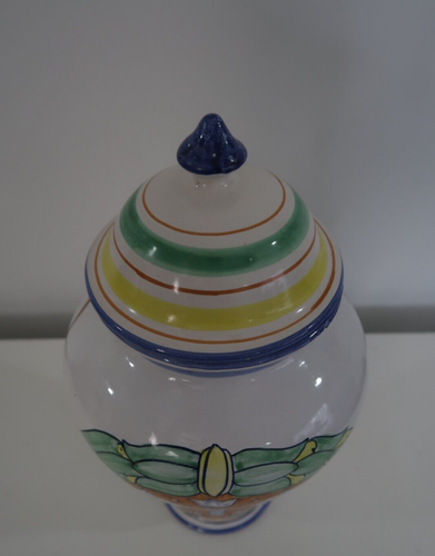 Apothecary Jar With Lid Vintage Handpainted Olasena Ceramic Majolica Italian - Picture 14 of 15