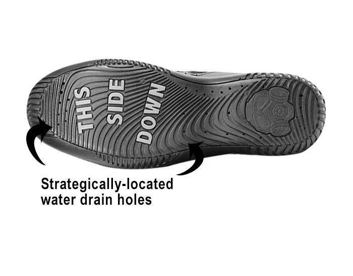 Boots with top drain holes