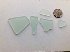 Lot of 5 LIGHT GREEN/BLUE Machine Tumbled SM-L Genuine Sea Beach Glass DELICATE