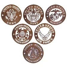 Metal United States Military Wall Decor Signs All Branches Brushed Bronze 17.5"