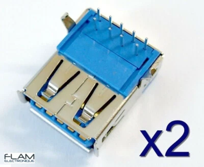 2x connecteur à souder USB 3.0 femelle type A Female USB 3.0 connector to solder - Photo 1/4