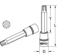 "Ks Tools 1/2\" Chromeplus Bit-Stecknuss Ribe Mit Stirnlochbohrung, Lang, M13 (918"
