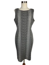 Nine West Tank Dress Gray Cheetah Animal Print Business Size 12 Lined Sleeveless