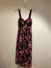 Forever 21 Midi Dress Embroidered Floral Sheer w/slip shorts Size XS Cocktail