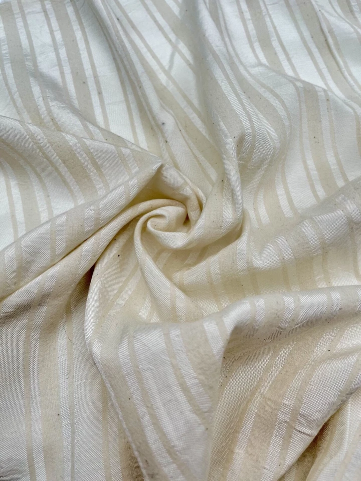 Striped and Textured Silk Linen Fabric By 2 Meters, Designer Fabric - Image 3 of 4