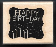 HAPPY BIRTHDAY BANNER POSTAGE POSTAL Love mail Stampin Up NEW wood Rubber Stamp