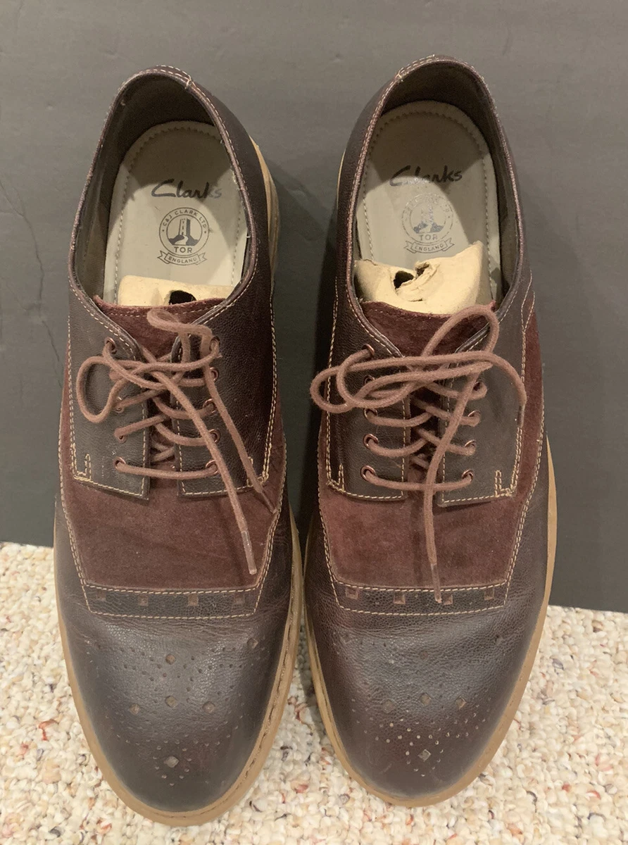 Clarks Mens Oxford 16501 Size 13 Plus Cushion Brown Suede Leather