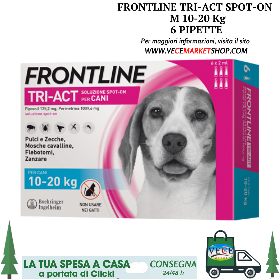 Frontline TRI-ACT 6 pipette per cani 2-5 5-10 10-20 20-40 40-60 kg...