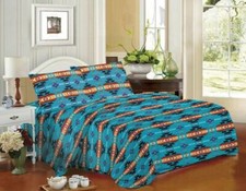 4PC Queen Size SOUTHWEST Print Sheet Set Turquoise