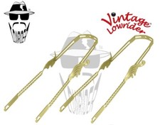 2 Vintage Lowrider 26" Double Square TWISTED 3D WING Fender Brace Gold Bicycle.