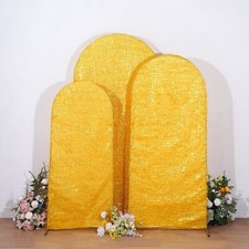 3 Polyester with Metallic Tinsel Round Top Arch Backdrop STAND COVERS Party
