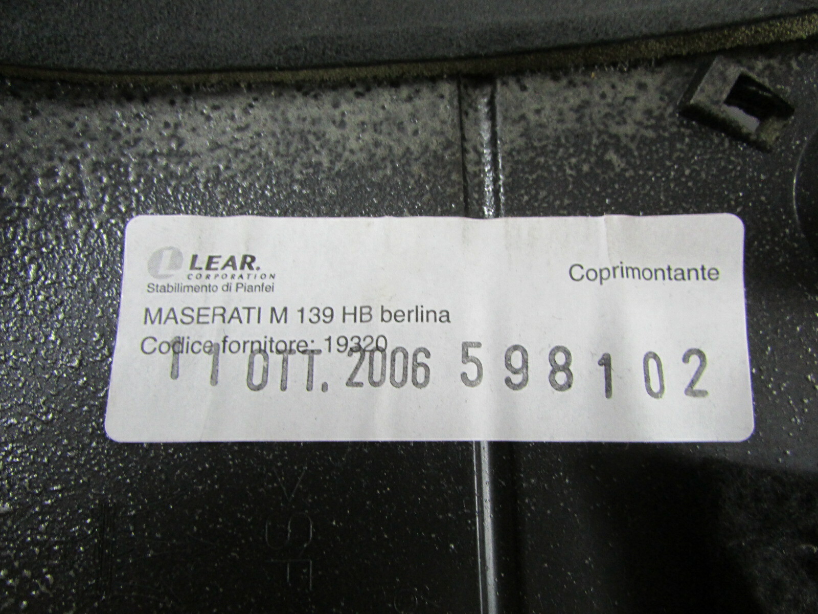 Maserati Quattroporte, LH, Left Upper C-Pillar Trim Panel, Black, Used