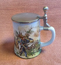 BMF Soldaten auf Pferd Zinn Keramikglas Krug Bierglas Humpen Bierhumpen