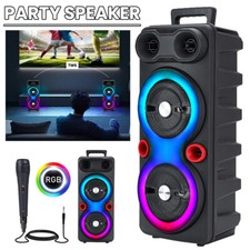 6000W Dual 6.5" Bluetooth Speaker Sub woofer Heavy Bass Sound System Party  Mic