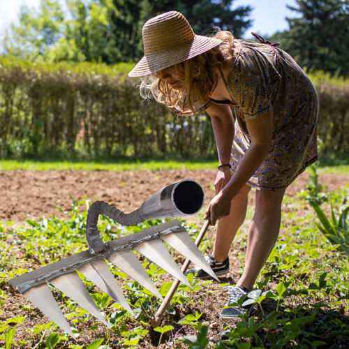 Garden Rake Sharp Metal Harrow Loose Soil Weeder Weeding Tool Agricultural Tools - Picture 5 of 9