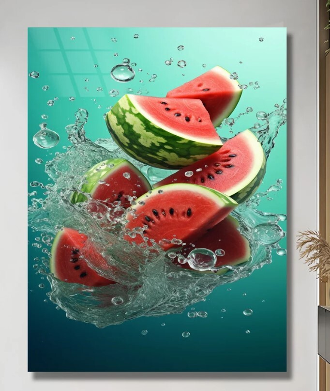 Natural Wall Art, Fruit Wall Art, Watermelon Wall Decor, Kitchen Glass