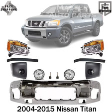 New Front Bumper Chrome Headlight Assembly For 2004-2015 Nissan Titan