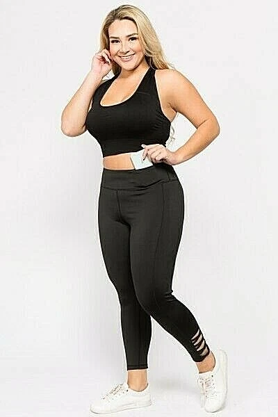 Yelete Lattice Cutout Yoga Pants Workout Leggings Black Womens XL NEW