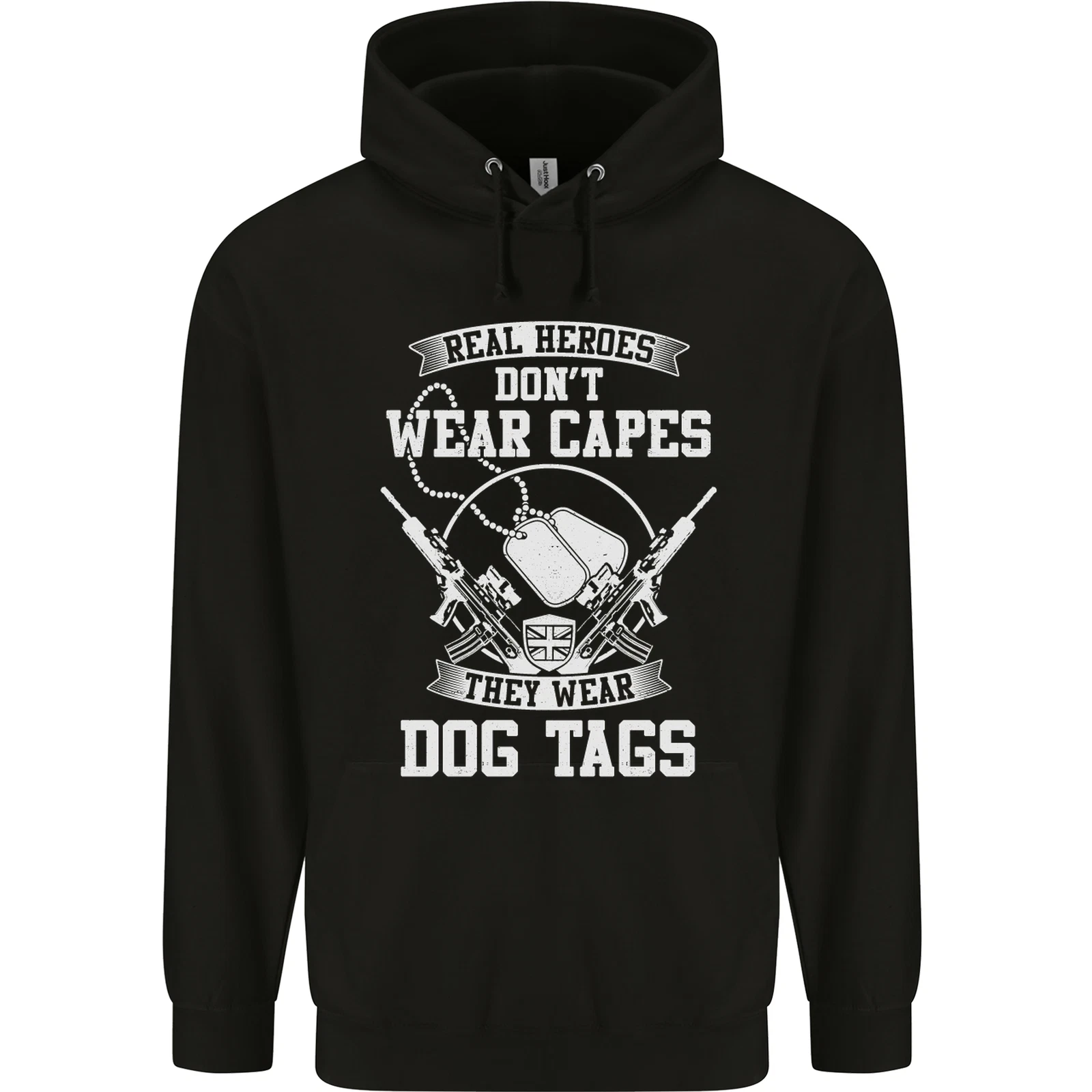 Real Heroes Wear Dog Tags Veteran Army Childrens Kids Hoodie