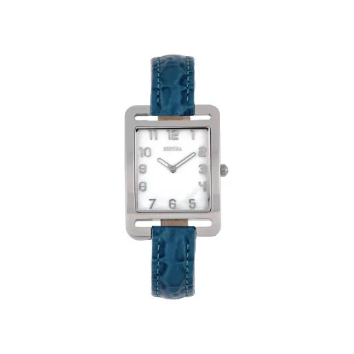 Reloj Bertha Mujer Pequeña Muñeca Cuero Azul Cara Cristal Relojes Luminosos Foto 2 de 4