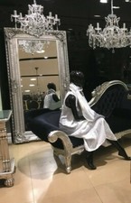 Silver Ornate Large Ornate French Leaner Statement Dress Wall Mirror 6ft x 3ft