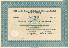 S&uuml;ddeutsche Baumwolle Industrie Aktiengesellschaft Kuchen in W&uuml;rttemberg - 1953