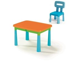 TAVOLINO MULTICOLOR ROMEO E SEDIA GIULIETTA AZZURRA PER BAMBINI