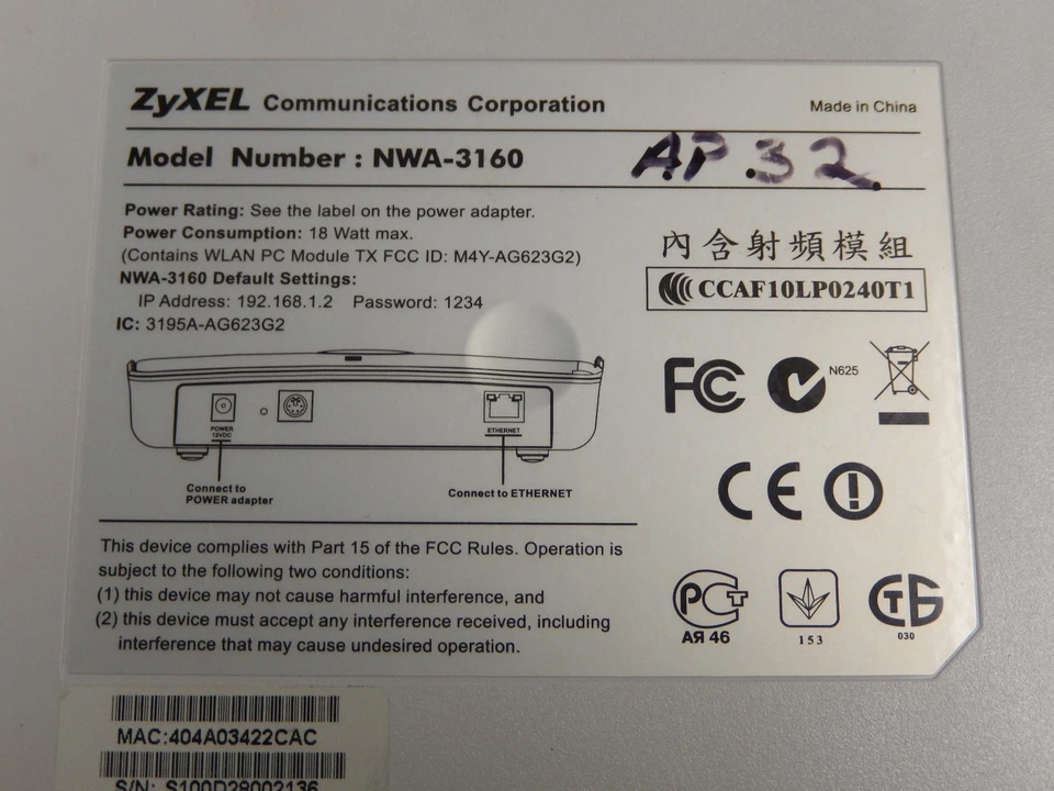 Punto de acceso inalámbrico ZyXEL NWA-3160 WLAN clase empresarial 802.11a/g Foto 4 de 4