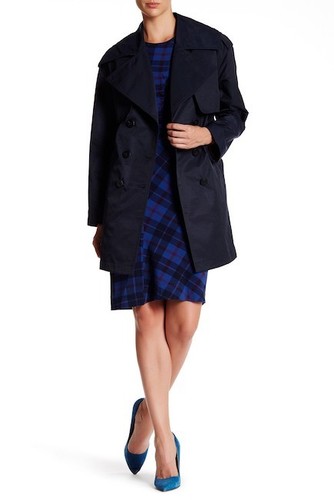 NWT Diane von Furstenberg Ursula Trench Coat Navy D720378R Women's Medium M $398 - Picture 3 of 6