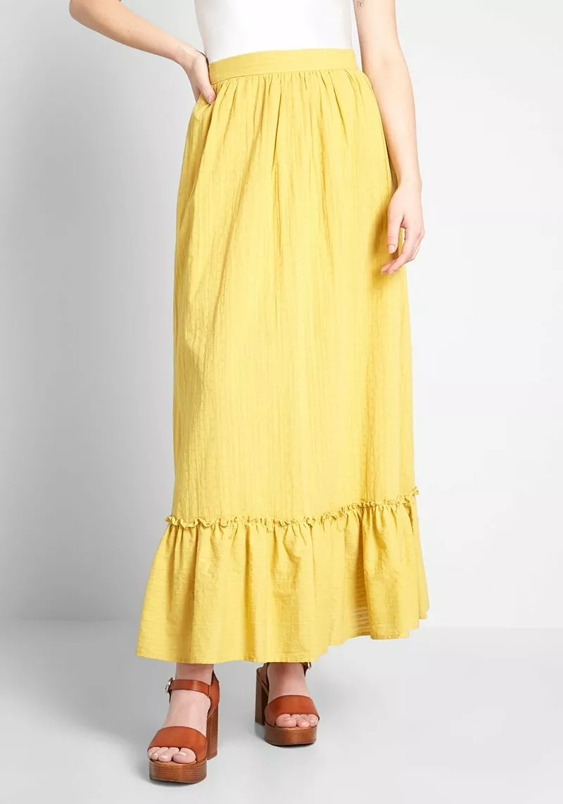 Women's maxi skirts yellow top
