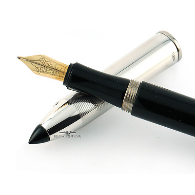 Marlen Vintage Sterling Silver Black Shuttle Fountain Pen