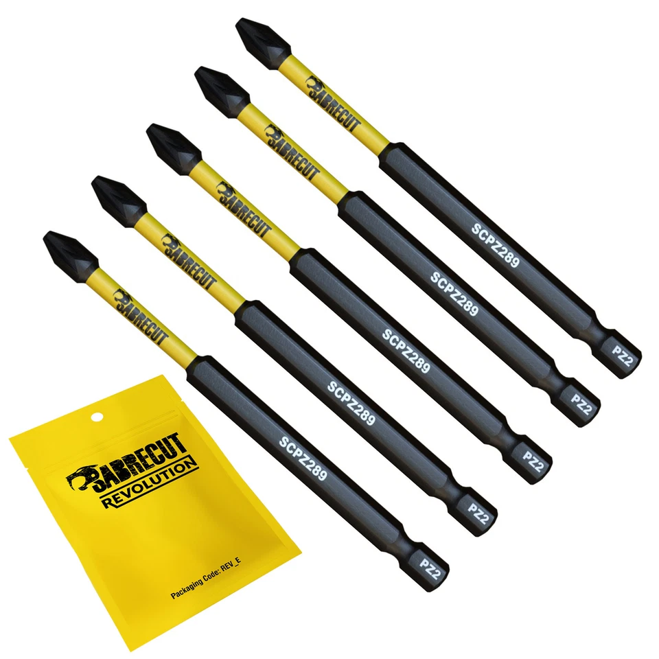 SabreCut PZ2 89mm Long Magnetic Impact Rated Screwdriver Drill Driver Bits x5