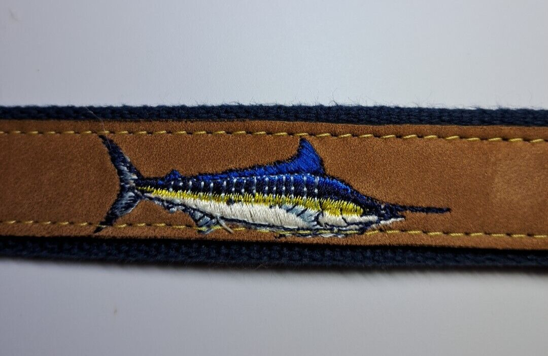 ZEPPELIN Swordfish Marlin Belt 36 Brass Buckle Embroi… Gem