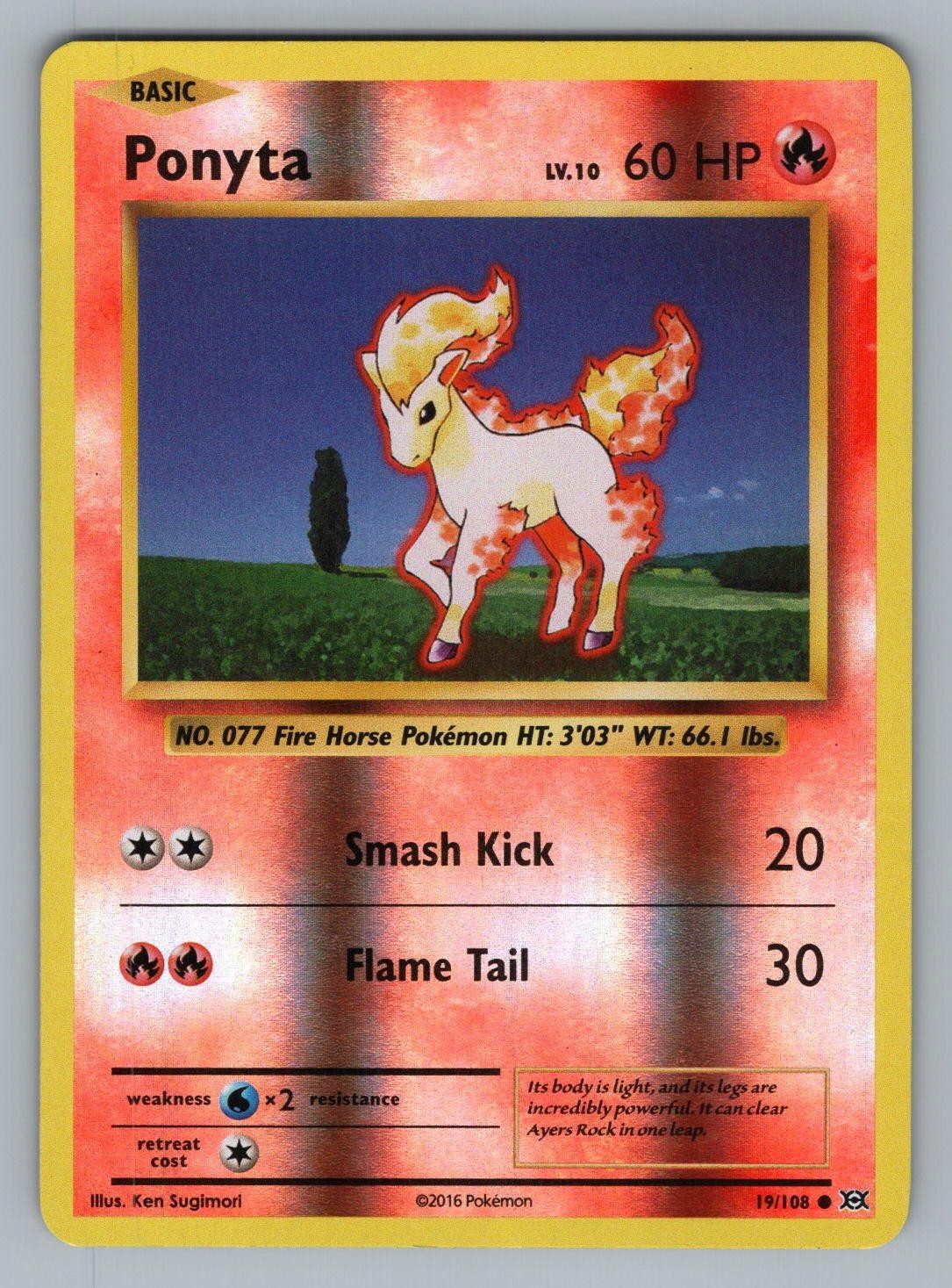 PONYTA 19/108 C EVOLUTIONS POKEMON REVERSE HOLO NM EVO 2016