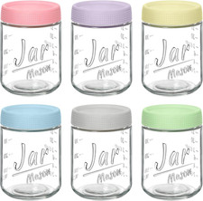 6-Pack 16Oz Overnight Oats Containers with Airtight Lids - Glass Mason Jars with