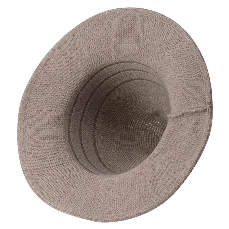 Sombrero tejido bruja mago ala con cable plegable bronceado natural disfraz Halloween disfraces Foto 2 de 4