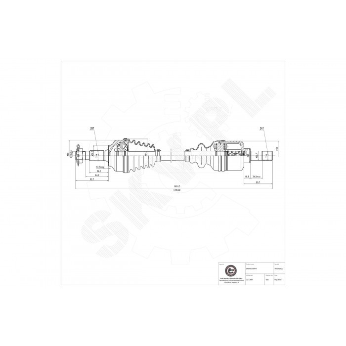 Cardan arbre de transmission avant gauche Citroën C5 et Peugeot 407