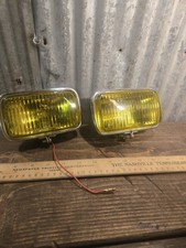 Vintage Working K-mart Pair Of Rectangular Yellow Lens Fog Lights