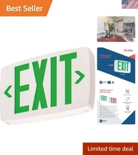 Emergency Exit Sign LED Wall Mount Green Letters Thermoplastic 11.75 Inches